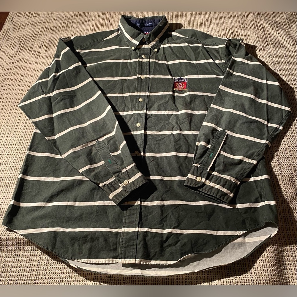 Vintage Tommy Hilfiger Striped Button Down Casual Shirt Size XL